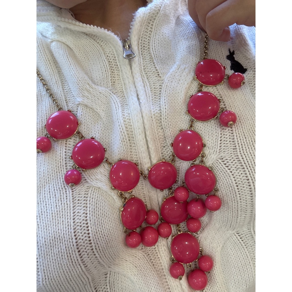 1-Bib Necklace Women OS Hot Pink Excellent Statement Resin Cabochon